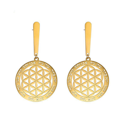 Boucles d’oreilles Fleur de Vie dorées Cercle Sacré – Caelvero