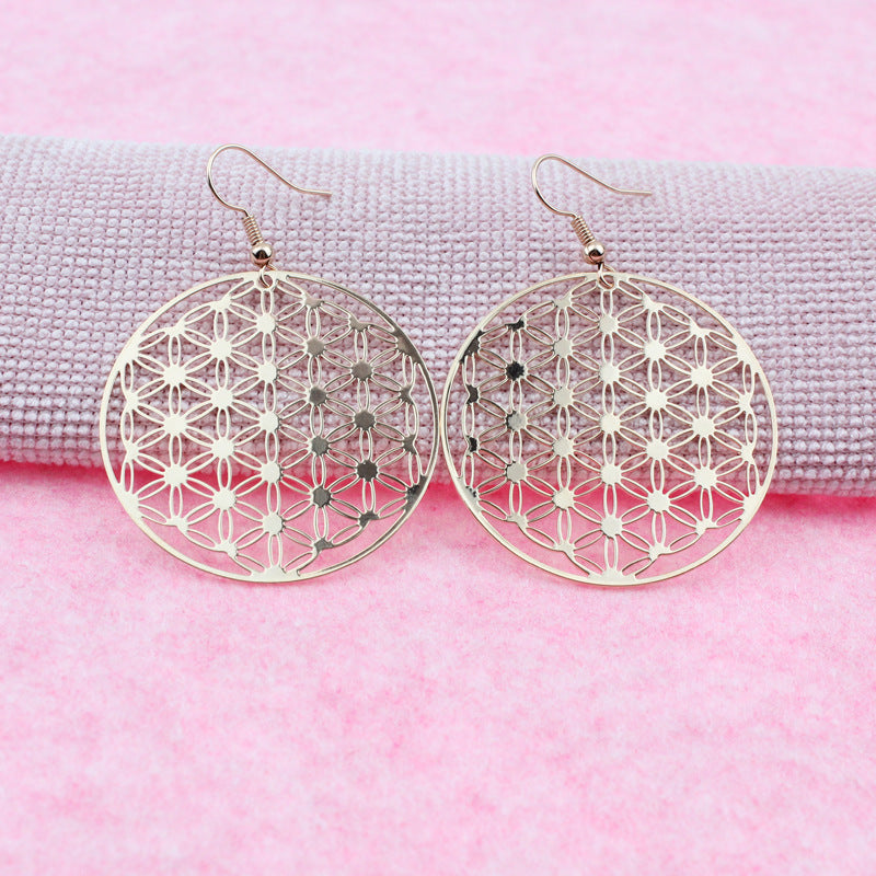 Boucles d’oreilles Fleur de Vie finition or rose