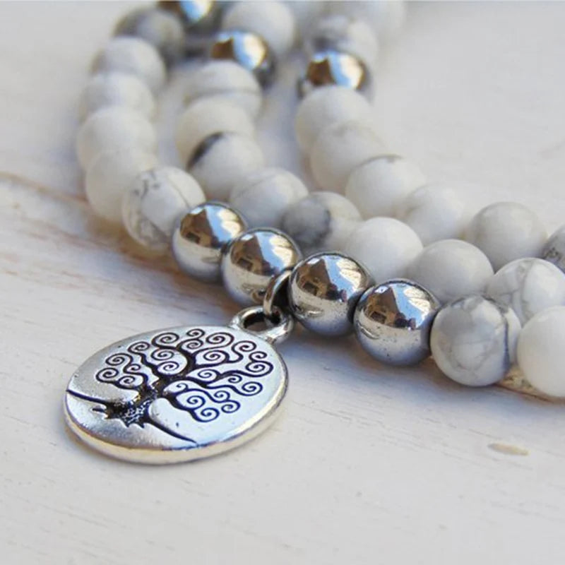 Bracelet Mala "Douceur Féminine" en Howlite