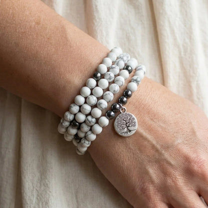 Bracelet Mala "Douceur Féminine" en Howlite