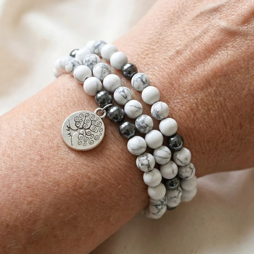 Bracelet Mala "Douceur Féminine" en Howlite